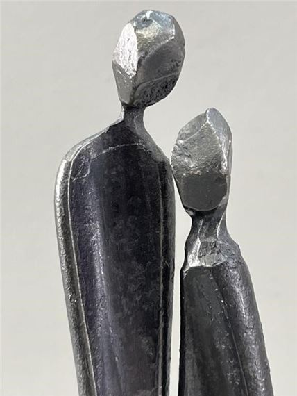 Paul Mayer | Brutalist Bronzed Iron Couple Sculpture | MutualArt