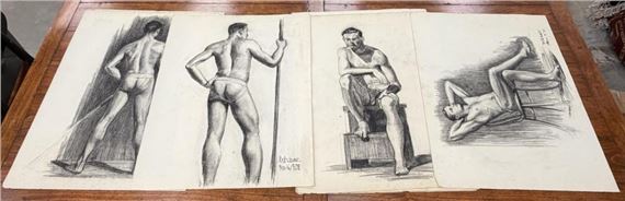 Collection of 10 American School 20th Century Studies of Male Models - American School, 20th Century
