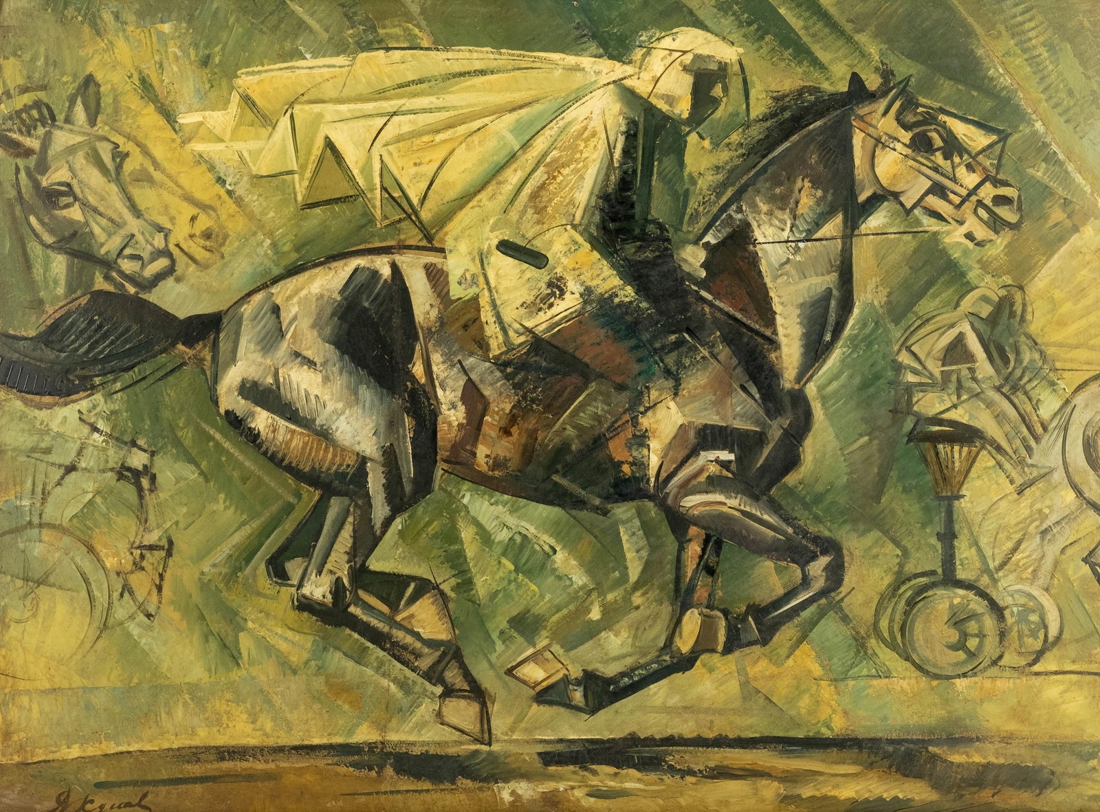 Russian School | Russian Avant-Garde Cubist Horse and Rider Oil on ...