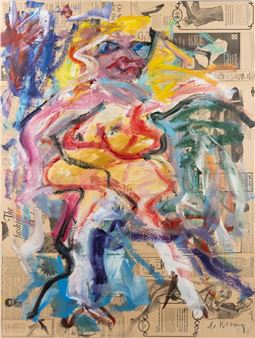 Documented Signed Abstract Expressionist Oil Painting 59" tall