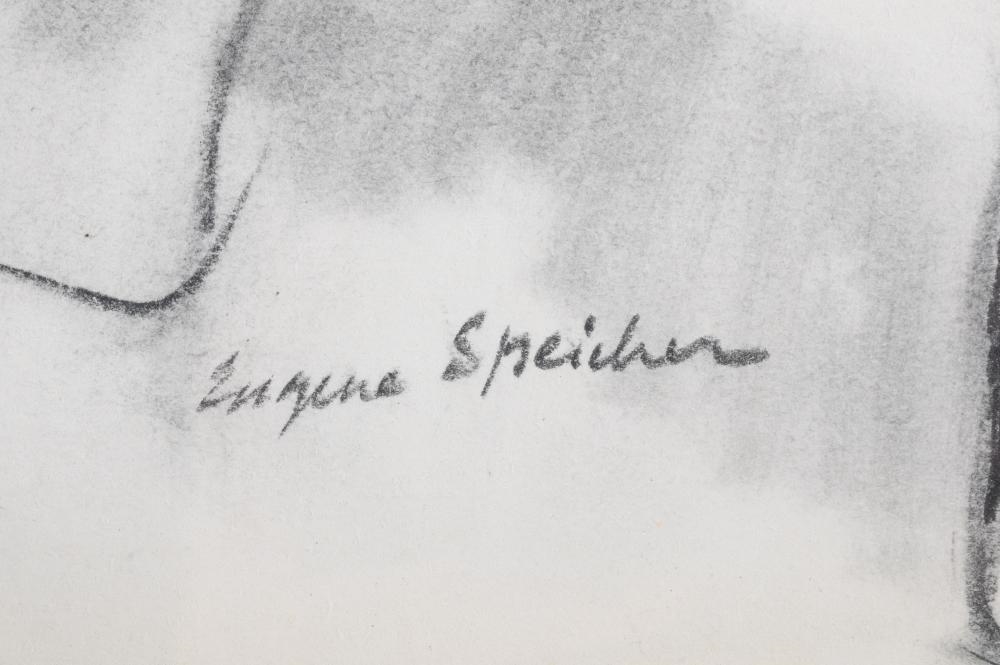 A monochromatic sketch of a nude figure viewed from behind.