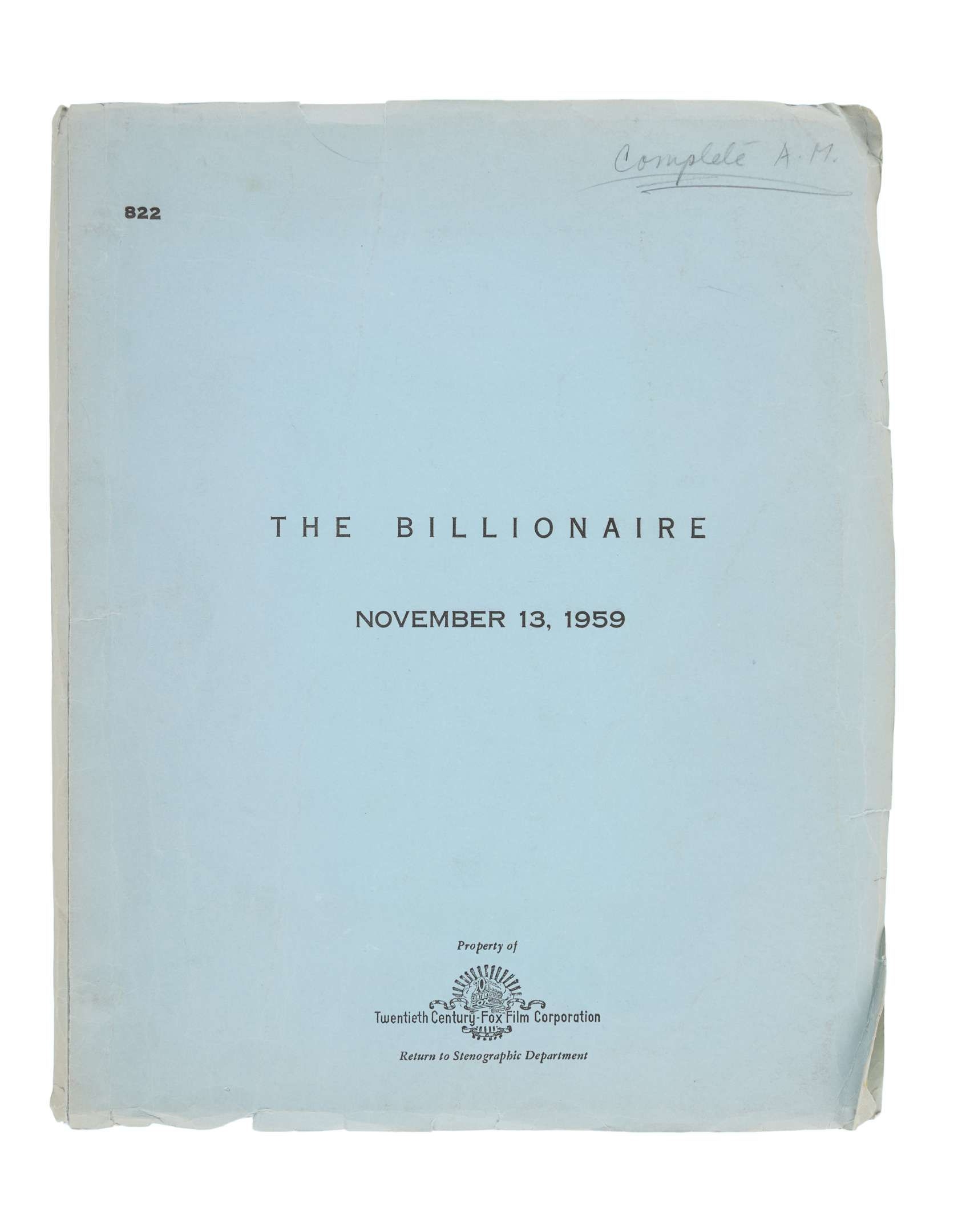 Arthur Miller | Annotated Script from “Let's Make Love (1959) | MutualArt