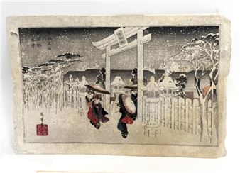 Gion Shrine in Snow - Utagawa Hiroshige