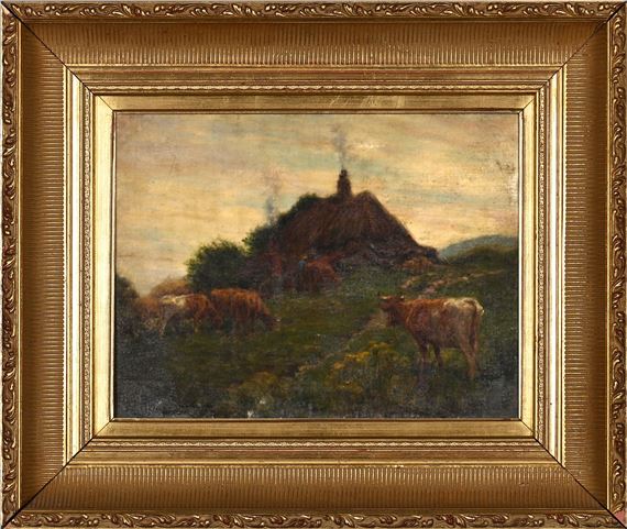 Cattle Grazing Near Cottage - John Robert Keitley Duff