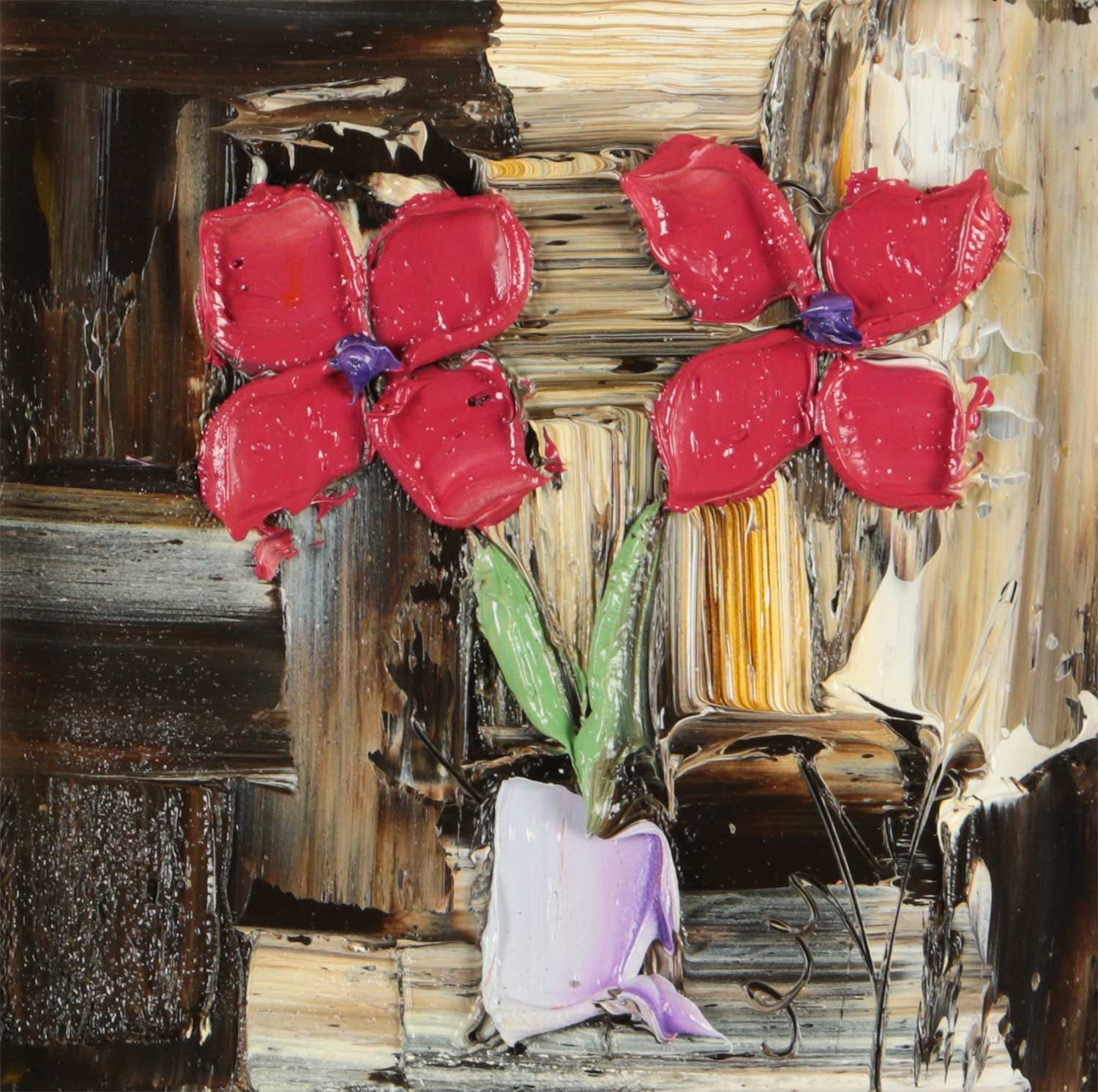 Colin Flack | RED FLOWERS IN A PURPLE VASE | MutualArt