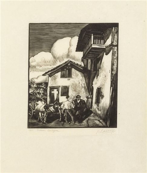 Robert Cami | Lot of 5 engravings - Basque scene. - Untitled, [Church ...