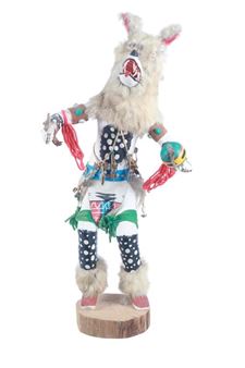 A detailed figurative sculpture of a stylized animal figure in a dynamic pose.