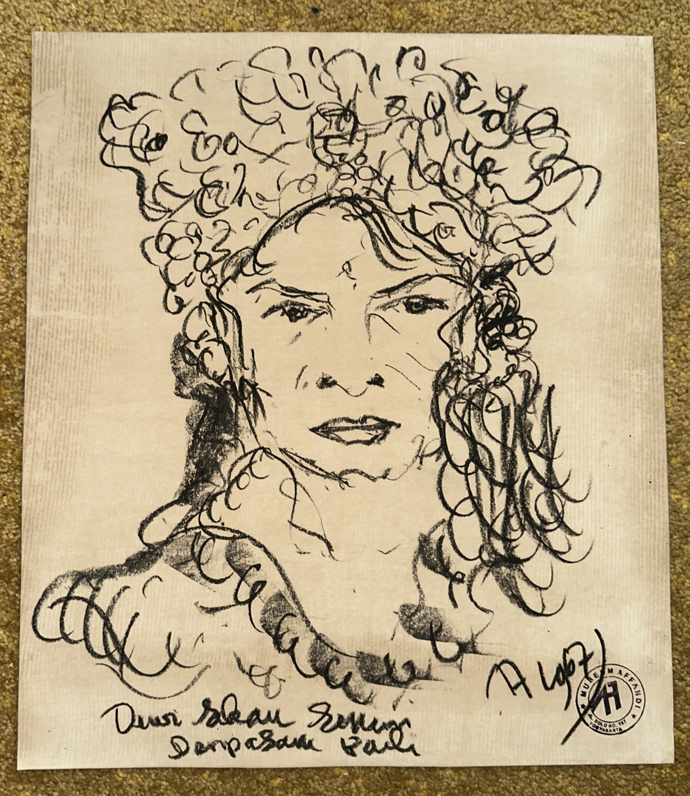 Affandi | Original drawing sketch signed On paper (1967) | MutualArt
