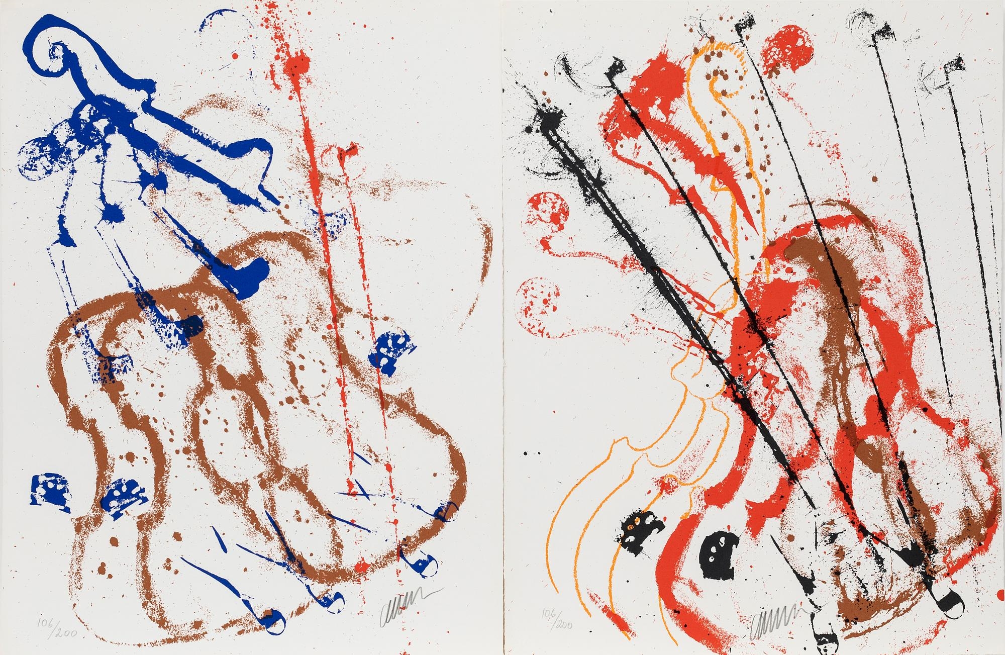 Arman | Folder, 2 of 3 sheets, Accords A Cordes Three Screenprints by ...