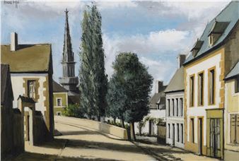 Treboul, le clocher et la rue Vieille, Finistère