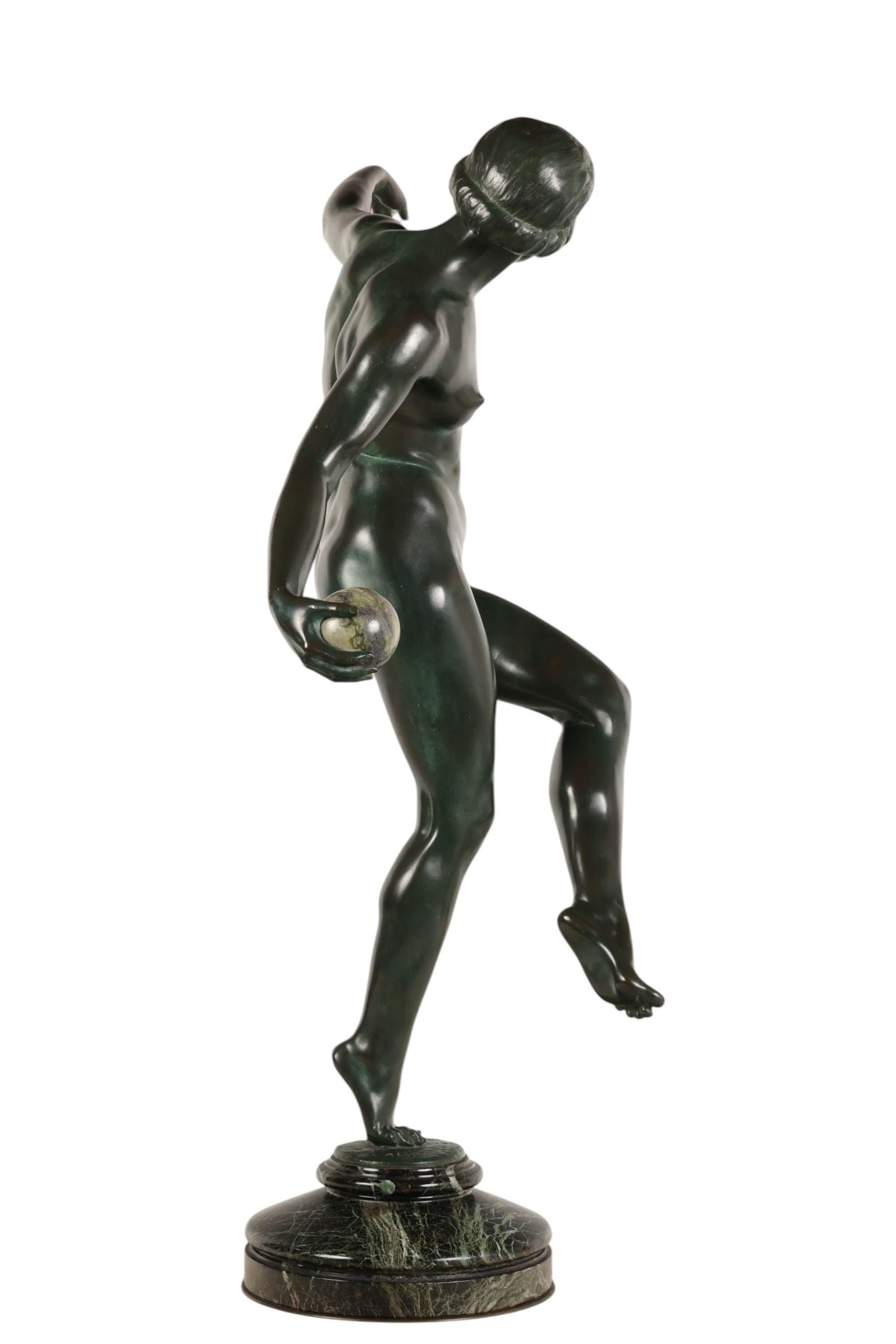 Lucien Charles E. Alliot | Art Deco Female Nude Bronze Sculpture after ...