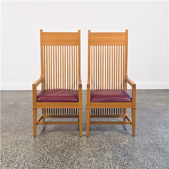 pair of oak armchairs for Copeland - Frank Lloyd Wright