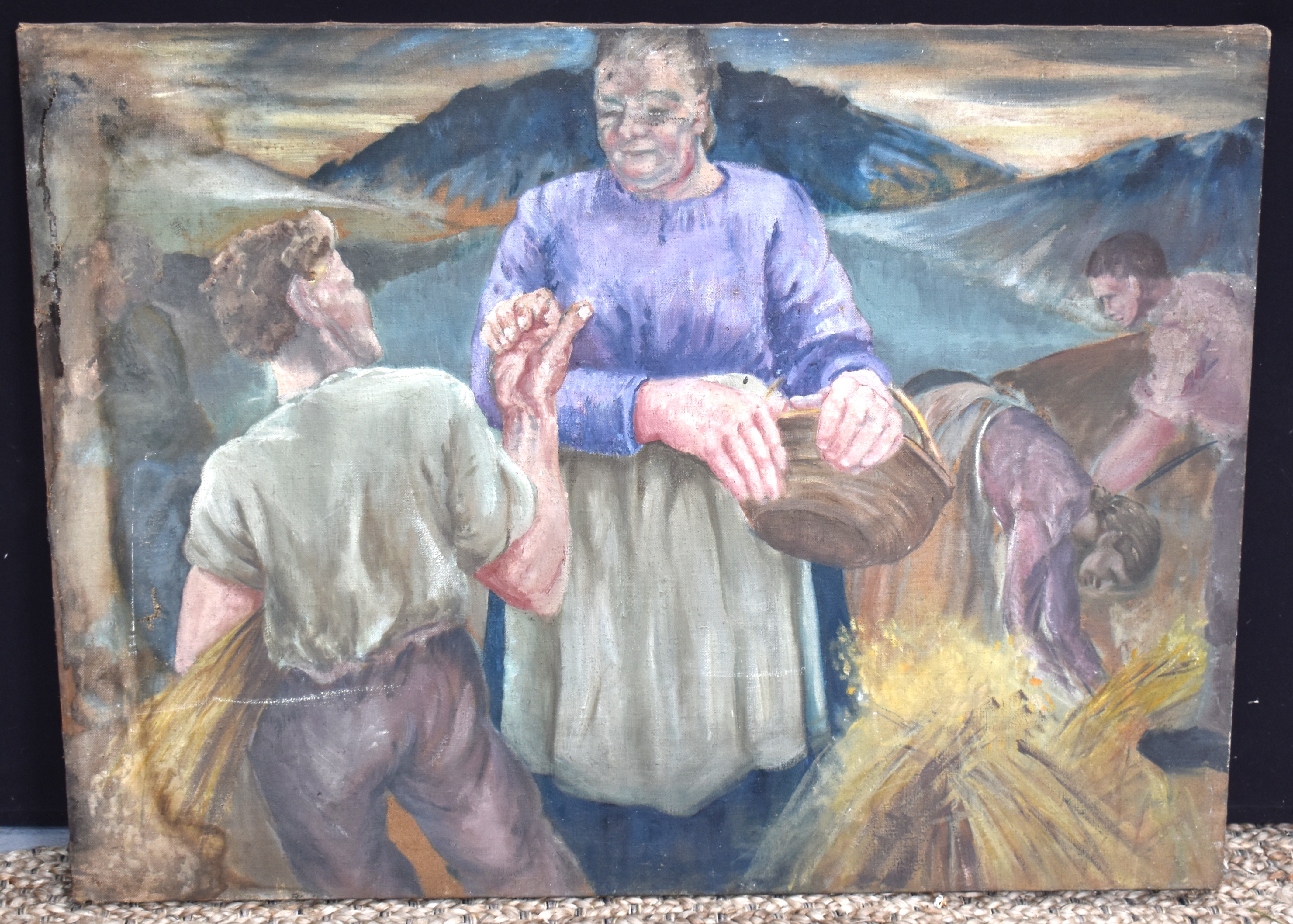 Paul Véra | rustic scene depicting agricultural workers stacking ...