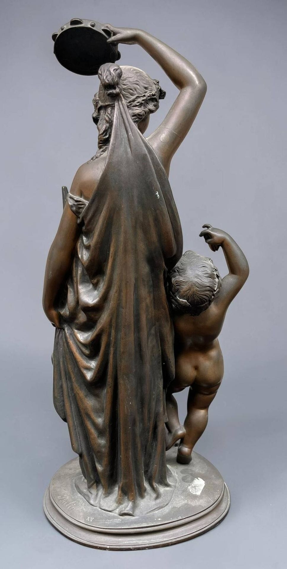 Jean Bulio | Bacchante ou Ménade à la lyre accompagnée d'un putto ...