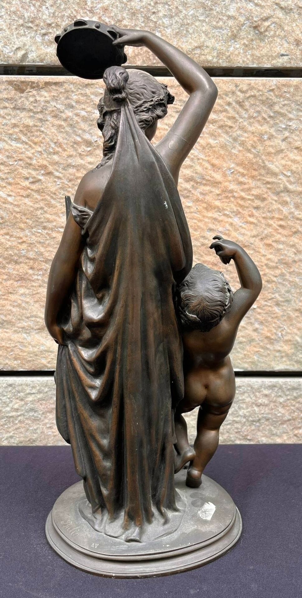 Jean Bulio | Bacchante ou Ménade à la lyre accompagnée d'un putto ...