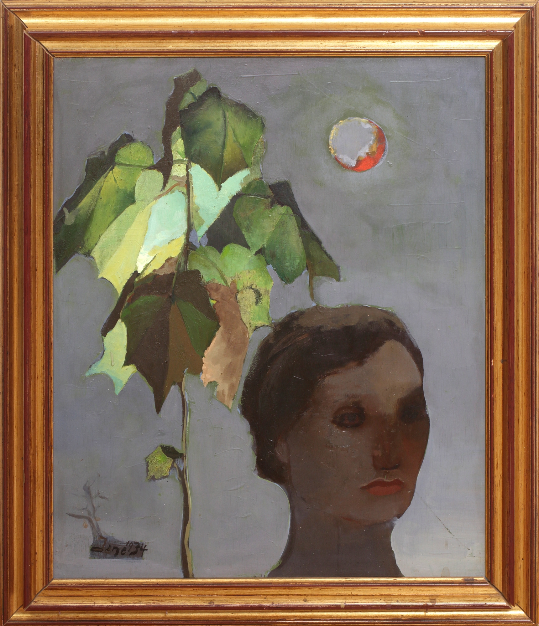 Edgar Jené | Frauenbildnis (Coco Pfaller mit Ahornzweig) (1934) | MutualArt