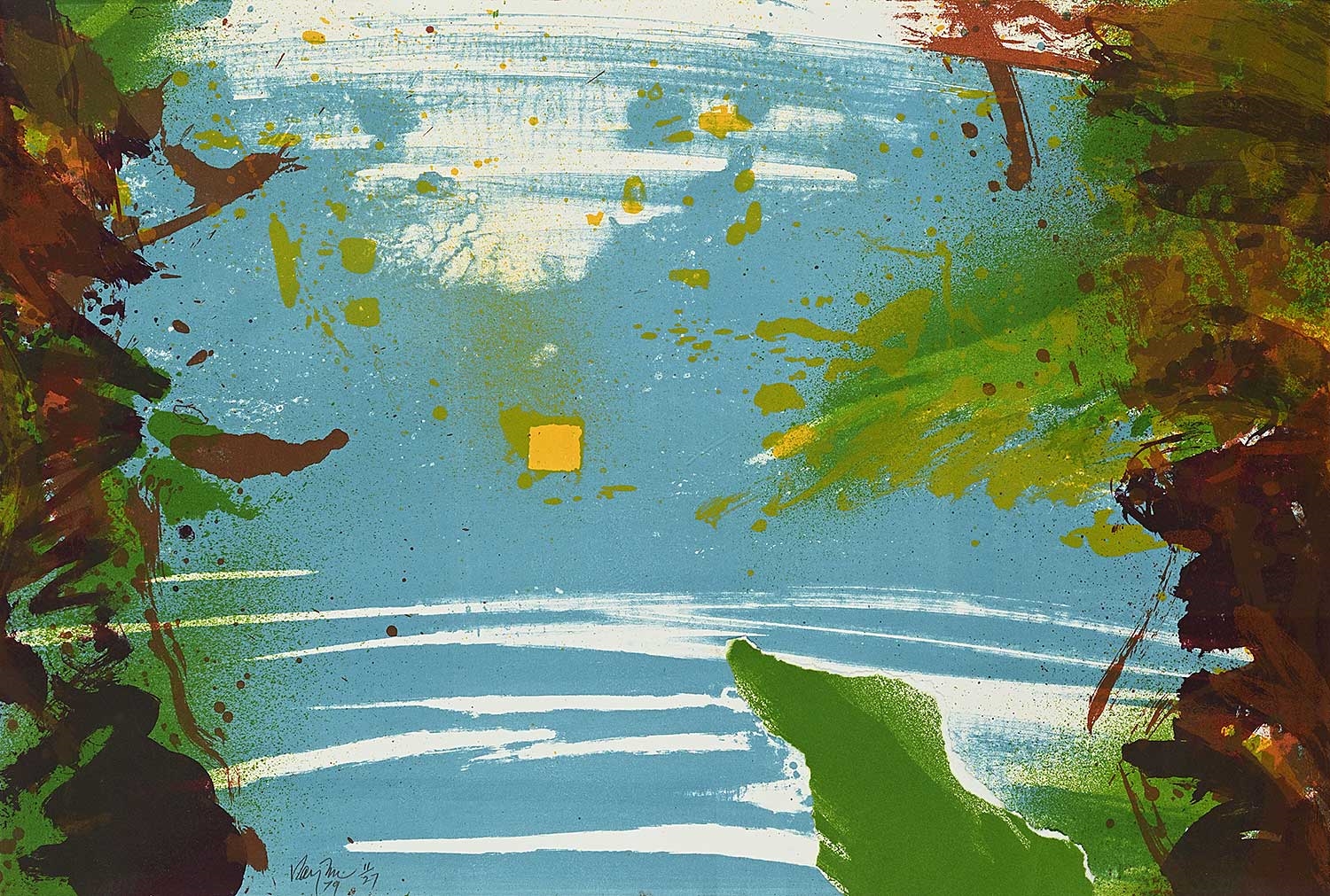 Gordon Rayner | Untitled - Blue, Yellow and Brown Abstract (1979 ...
