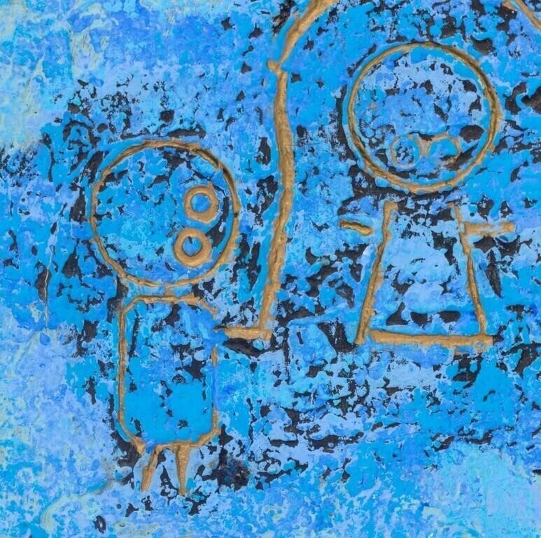 Al Robi | Three Girls Playing Jump Rope on a Blue Ground | MutualArt