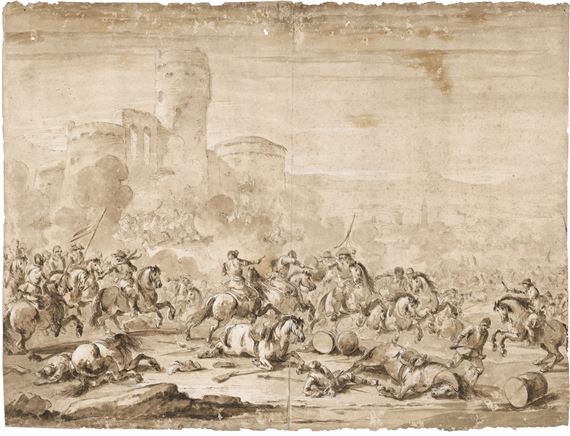 Reiterschlacht vor einer Burg - Francesco Simonini