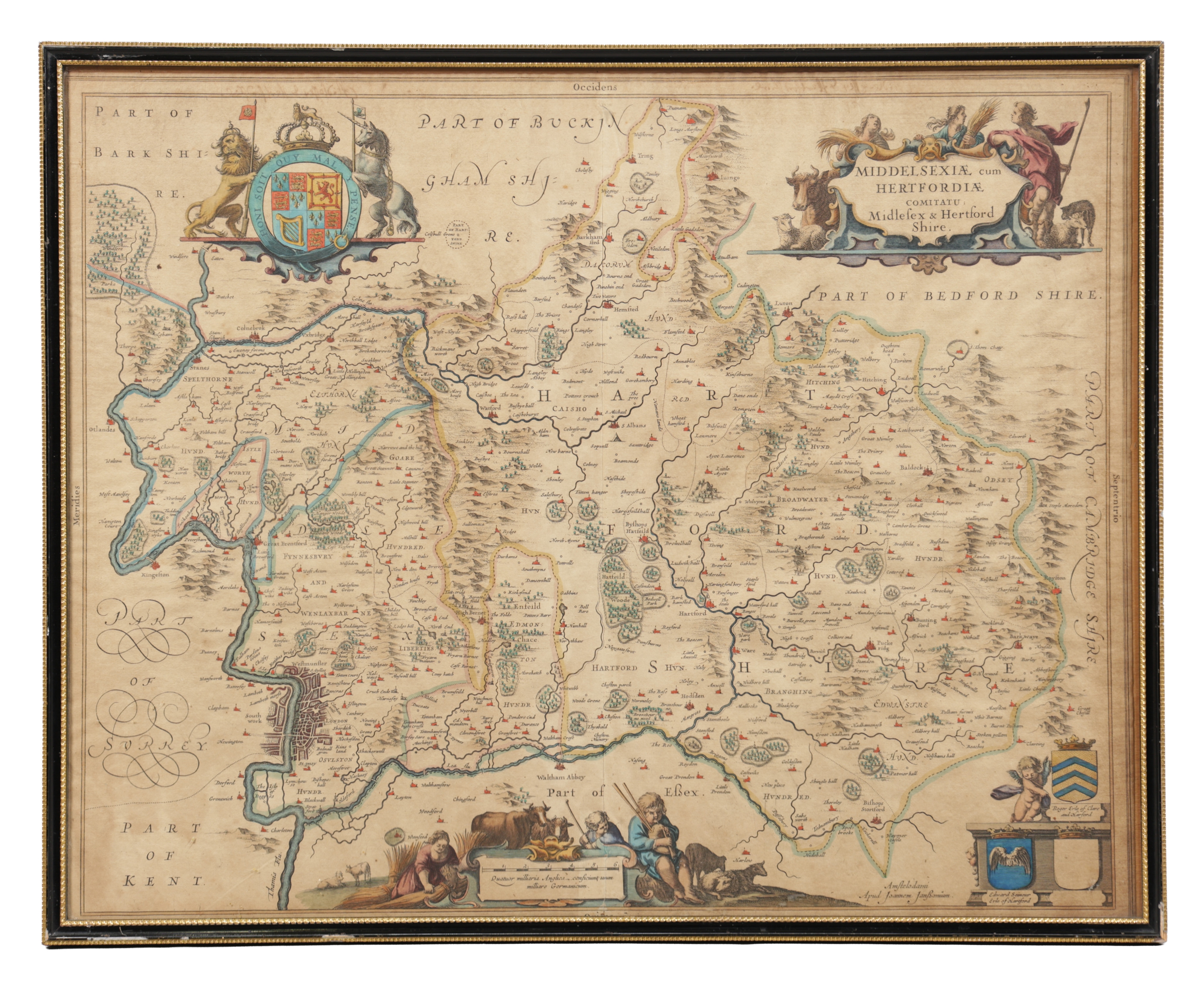 Johannes Janssonius | Hand Coloured Map of Middlesexiae cum Hertfordiae ...