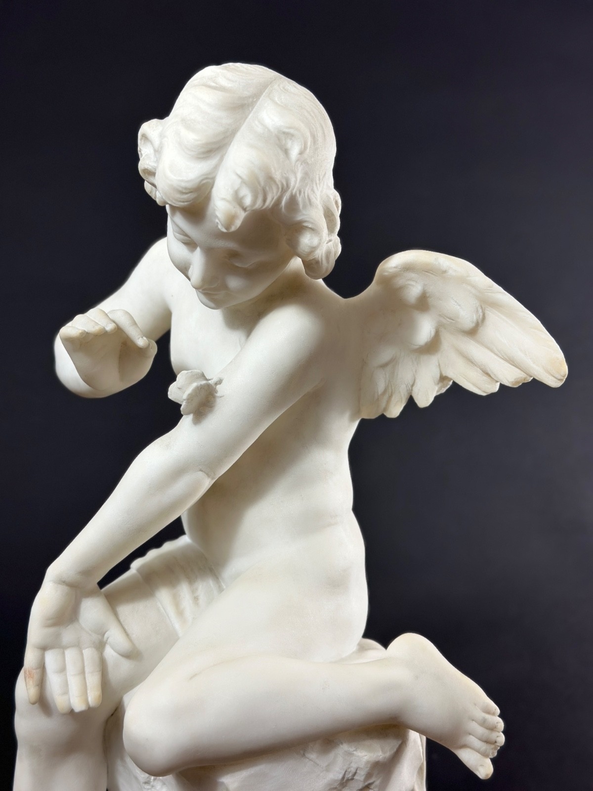 Gugliemo Pugi | Antique Angel of Love Butterfly Psyche Plaster Statue ...