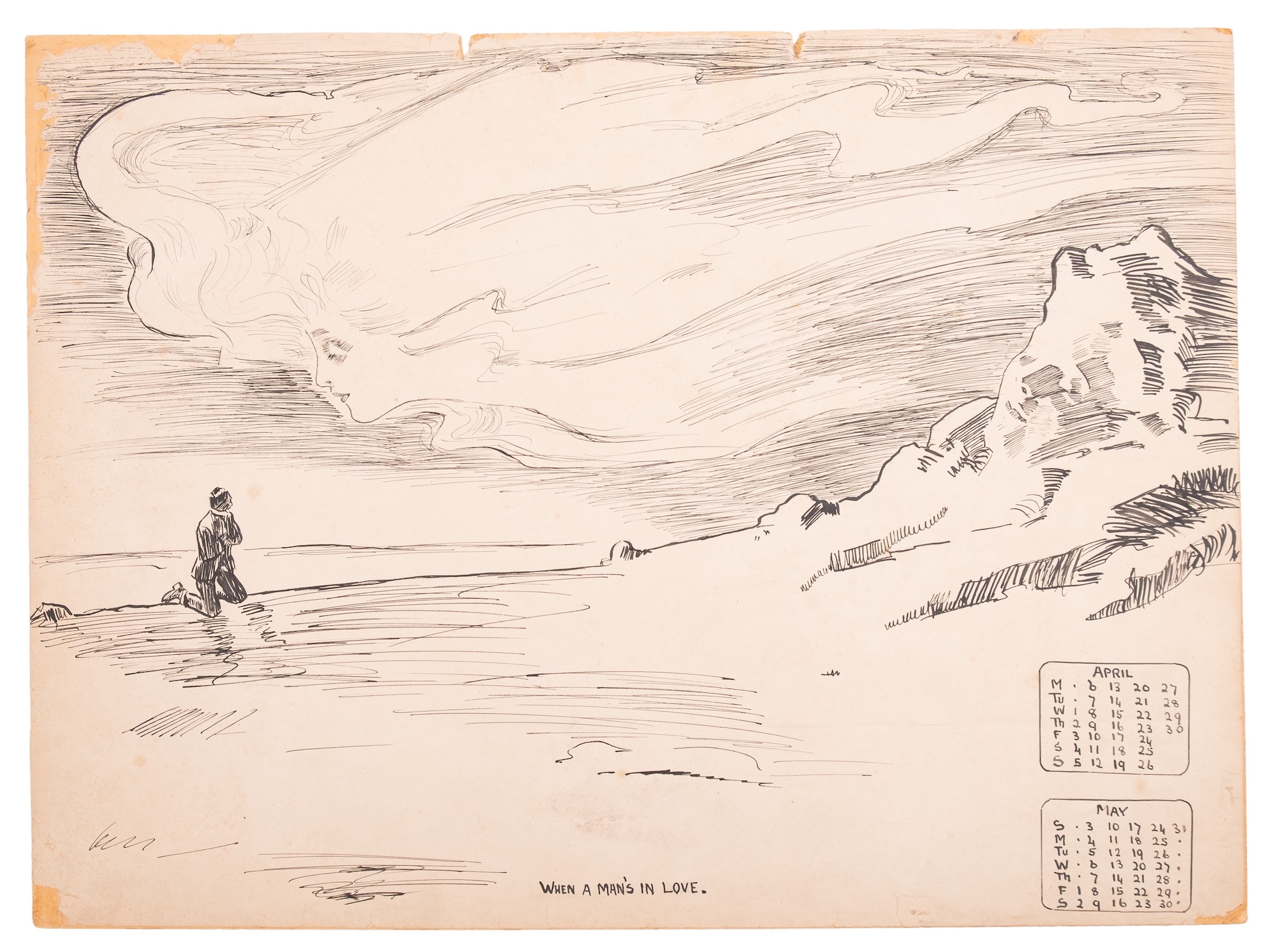 Charles Dana Gibson | Eight Edwardian pen & ink drawings for a calendar ...