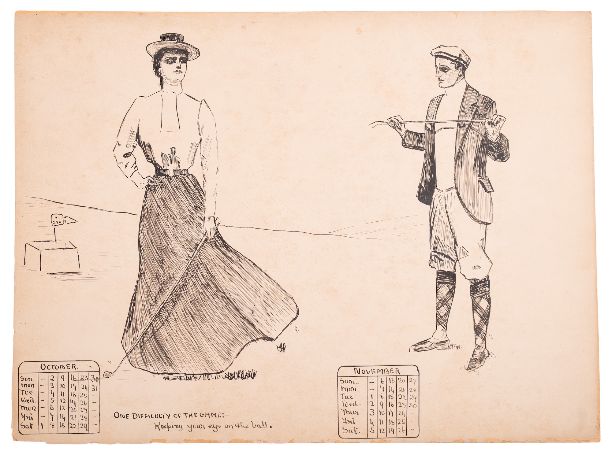 Charles Dana Gibson | Eight Edwardian pen & ink drawings for a calendar ...