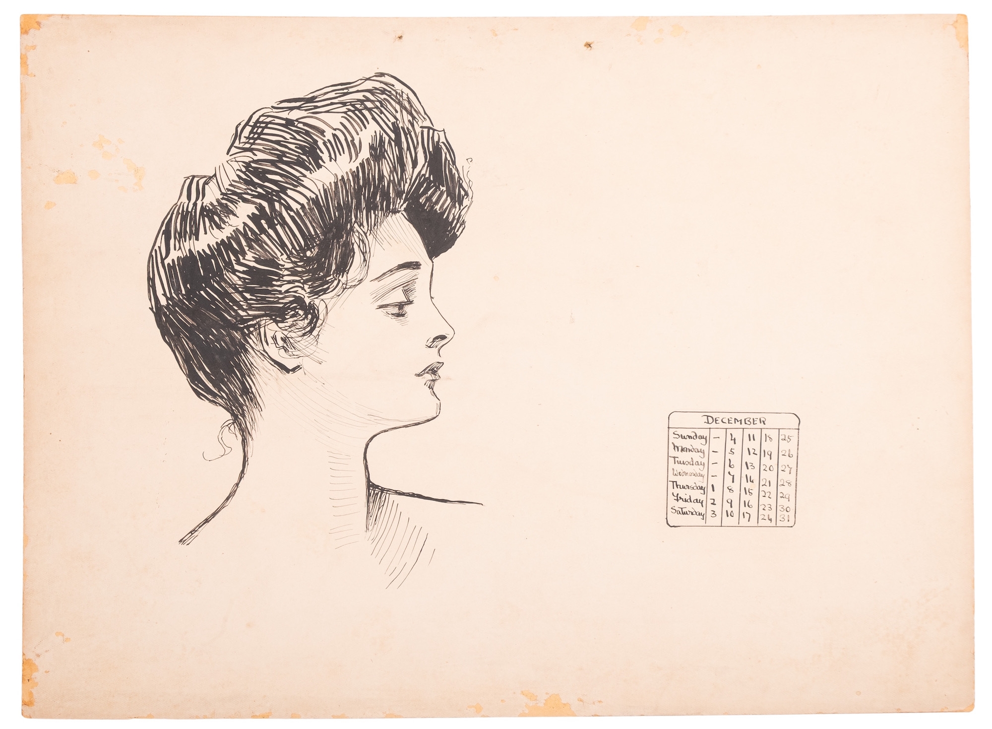 Charles Dana Gibson | Eight Edwardian pen & ink drawings for a calendar ...
