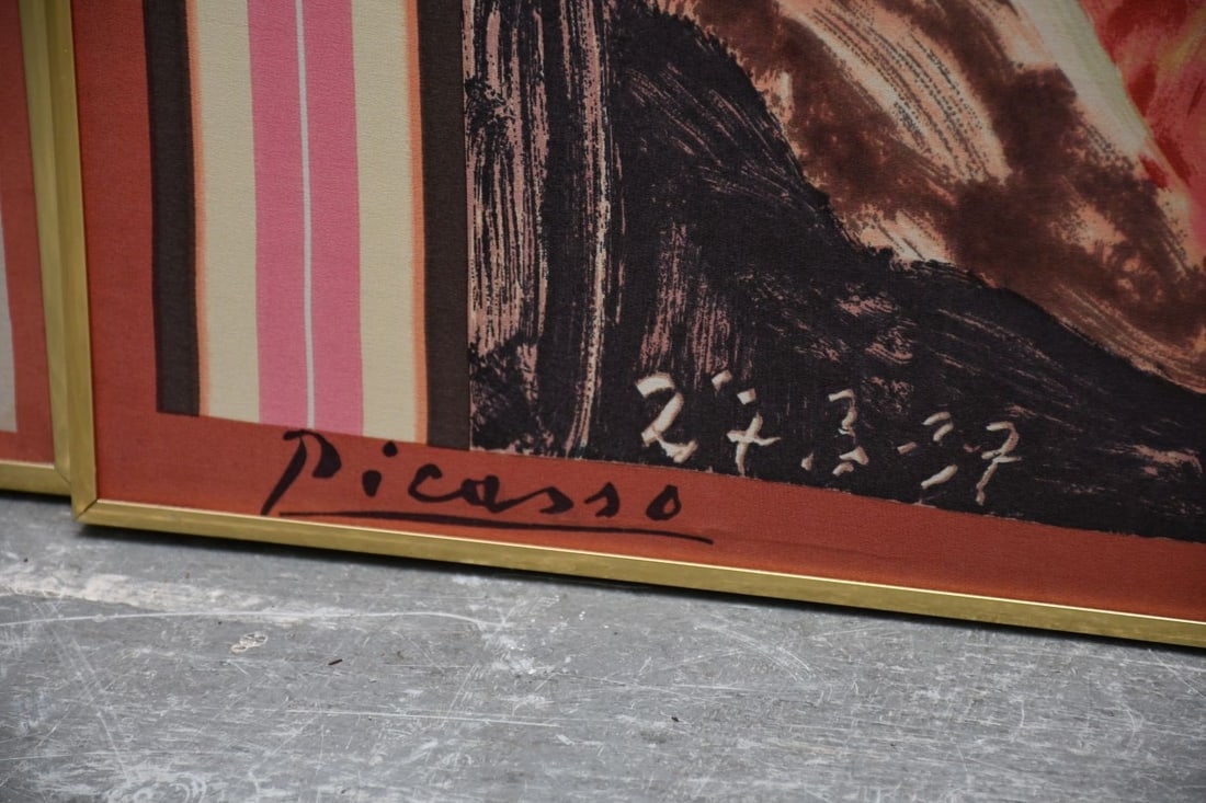 Pablo Picasso | Three silk frame Picasso portraits approximately 34 x ...