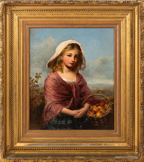 Portrait of a Young Girl with Fruit Basket - Edward John Cobbett