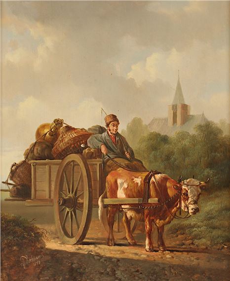 Bauer mit Ochsenkarren - Albertus Verhoesen