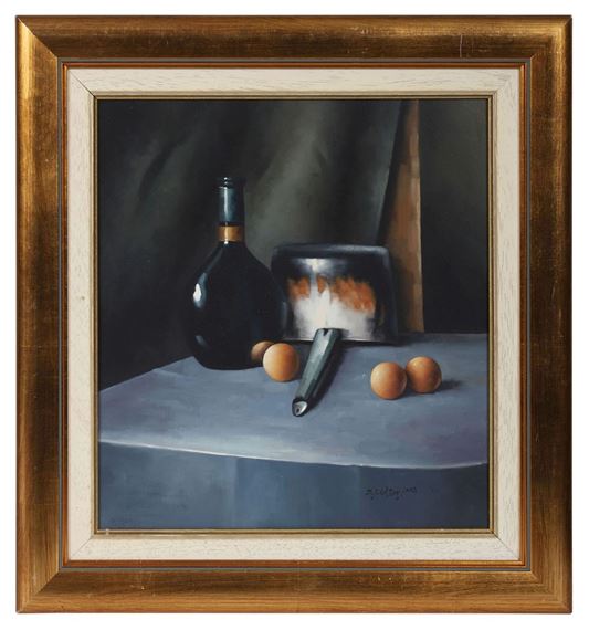 Still Life - Bottle, Saucepan and Eggs - David French le Roy