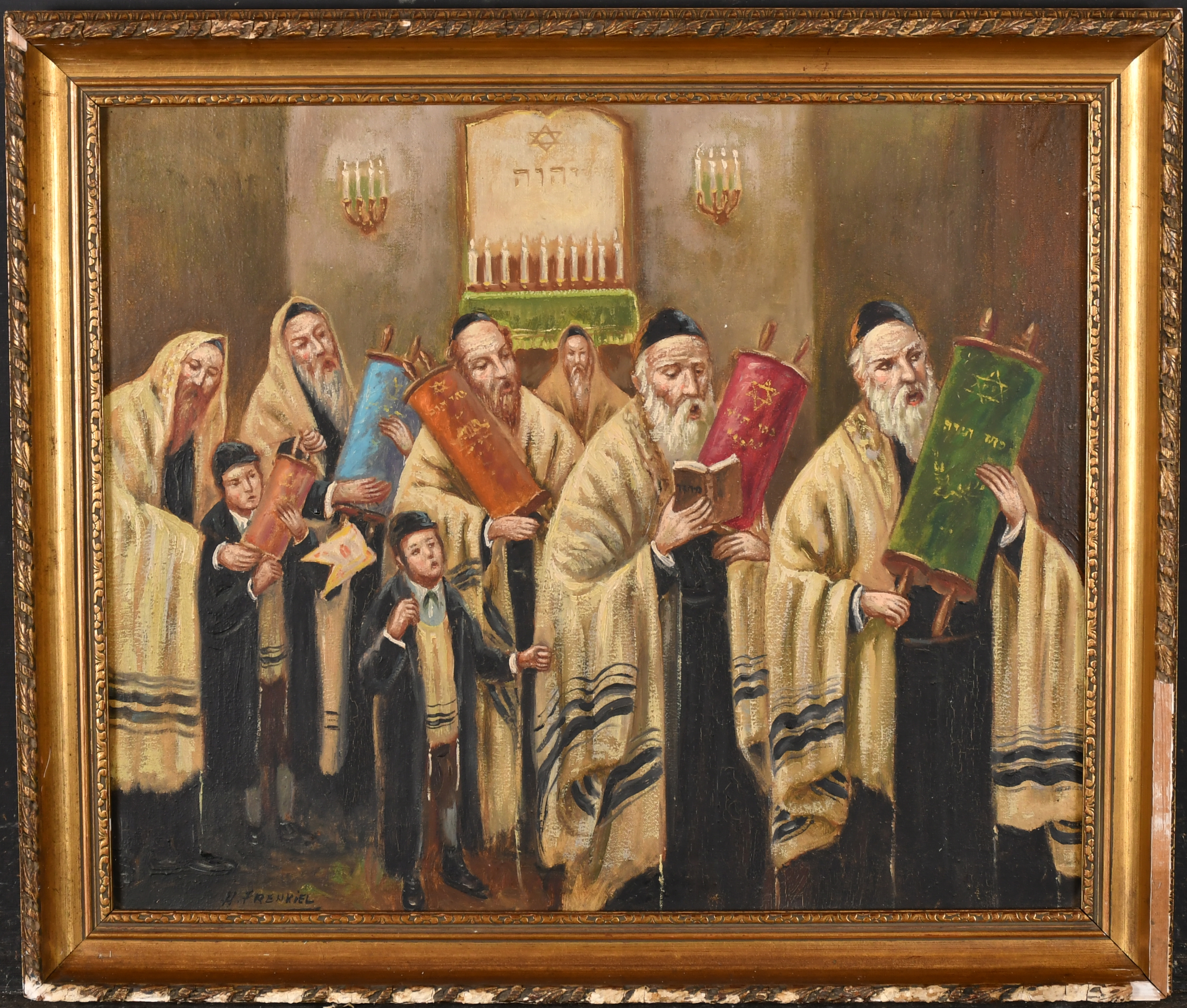 Héléna Frenkiel | Rabbis Carrying Scrolls | MutualArt