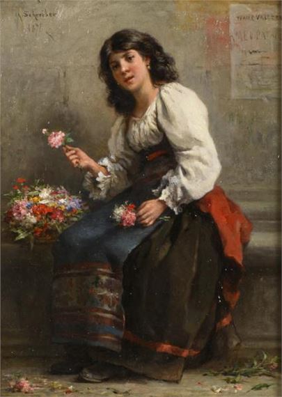 Young Italian flower seller - Charles Baptiste Schreiber