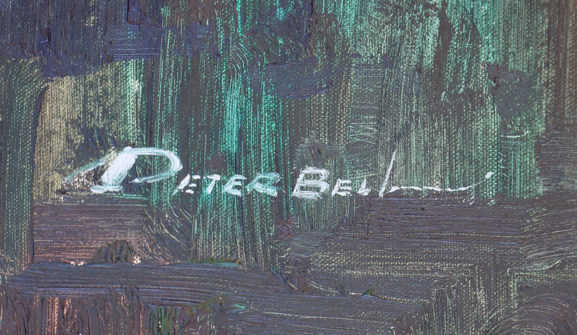 Peter Bell | Massive Oil of Canvas Impressionist Harbor Scene | MutualArt