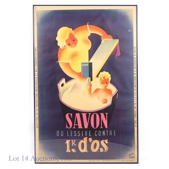 Large 1940s French Rene Ravo Soap Savon Advert - René Ravo