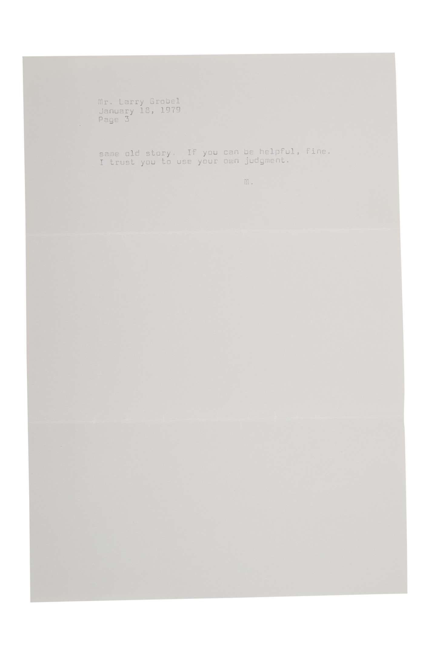 Marlon Brando | Typed Letter Signed to Lawrence Grobel (1979) | MutualArt