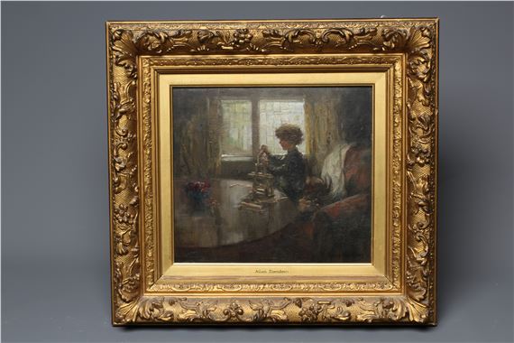 Interior Scene with Child Playing with Bricks - Allan Albert Davidson