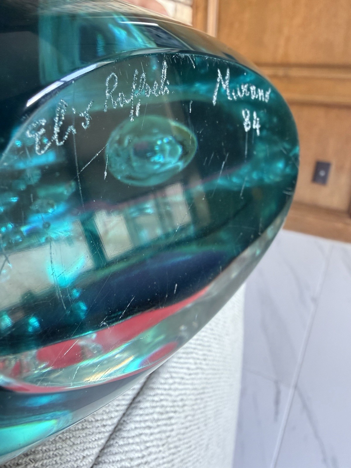 Elio Raffaeli | Murano Art Glass Wave Disc Sculpture on Stand ...