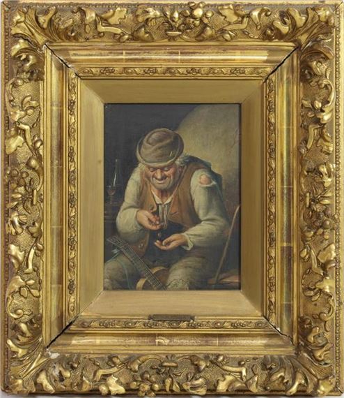 Geld zählender, sitzender Mann - Carl Schleicher