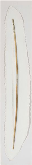 A minimalist composition featuring a single bow against a plain background.