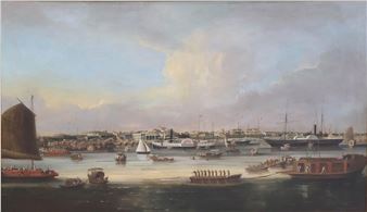 Chinese Qing Dynasty "China Trade" Hongs at Canton