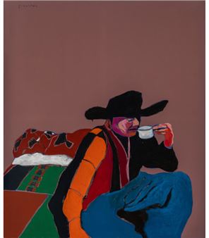 Indian Sitting on Bed, 1974