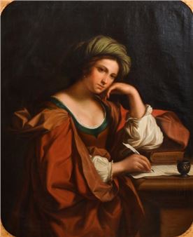 A contemplative figure in warm earth tones, captured in a classical style with dramatic chiaroscuro lighting.