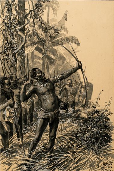 Papua New Guinea Hunters, Illustration, 1900 - Hans Werner Schmidt