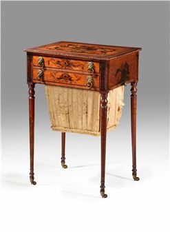 Important Seymour Federal Painted Mahogany & Maple Work Table