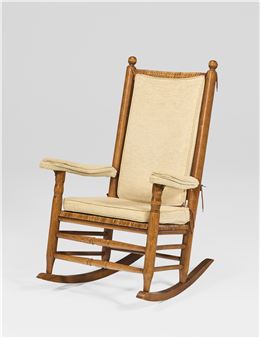A PRESIDENT JOHN F. KENNEDY RUSH-SEATED OAK ROCKING CHAIR