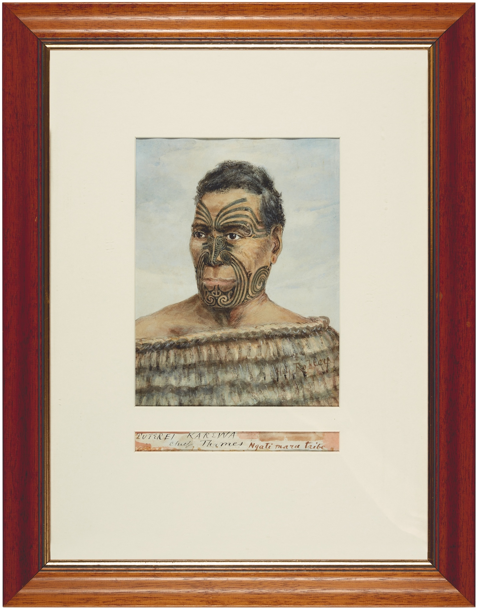 Horatio Gordon Robley | Portrait of Chief Tuterei Karewa, Ngāti Maru ...