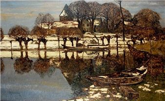 Blick auf das winterliche Wittlaer - Max Clarenbach