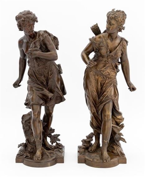 Par Moreau (Med.a 高さ約60cm 大理石台座 1861-1906) ○L ECKO Par